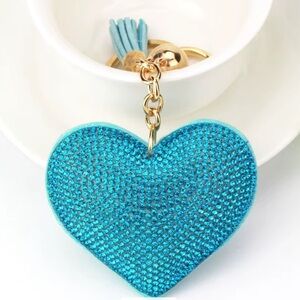 Sky Blue Heart Bag Charm, Key Ring